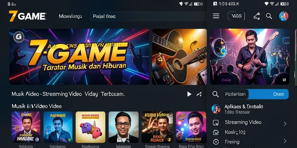 Antarmuka 7GAME menampilkan berbagai pilihan streaming video berkualitas.