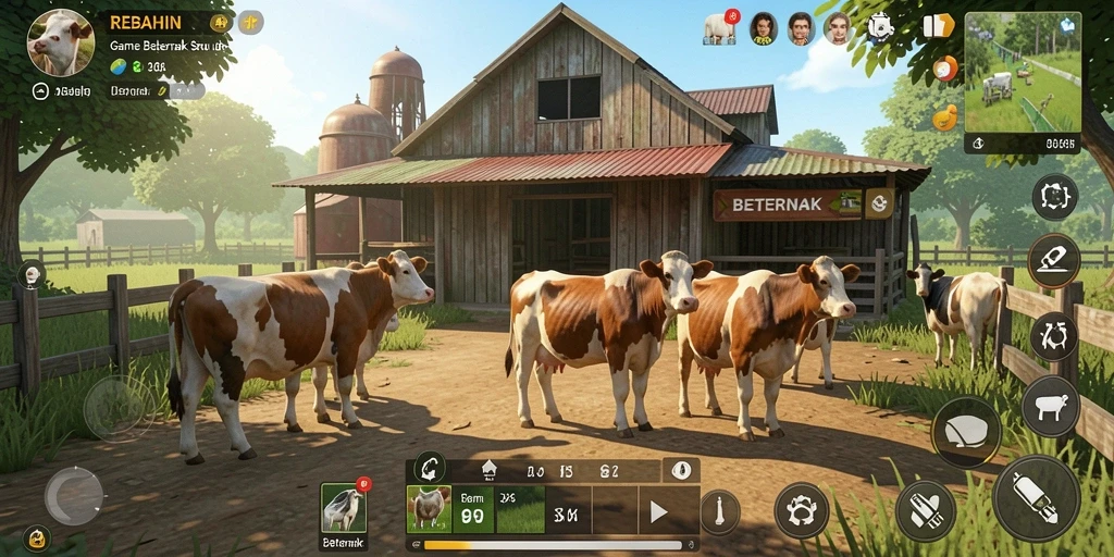 Tampilan antarmuka menarik dari game Beternak REBAHIN.