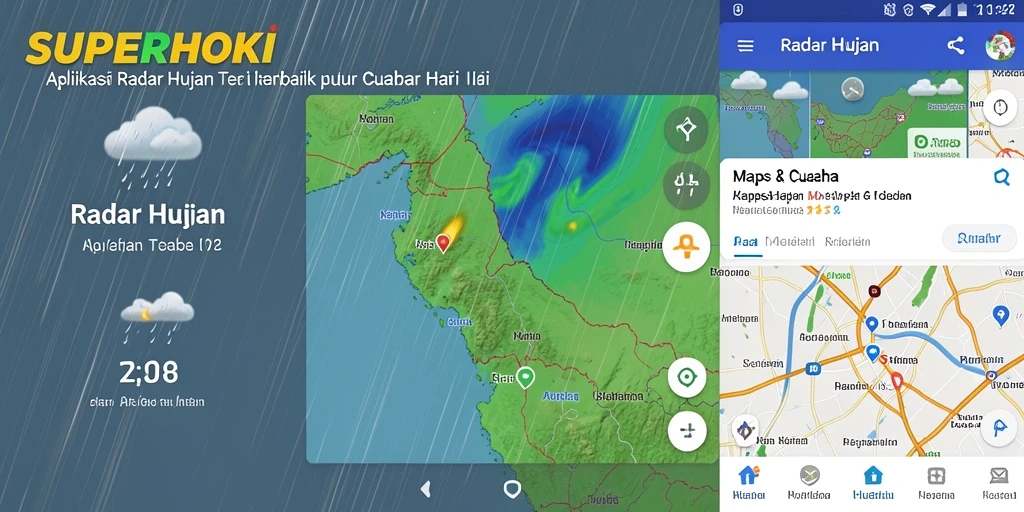 Antarmuka aplikasi SUPERHOKI yang menampilkan informasi radar hujan dengan jelas.